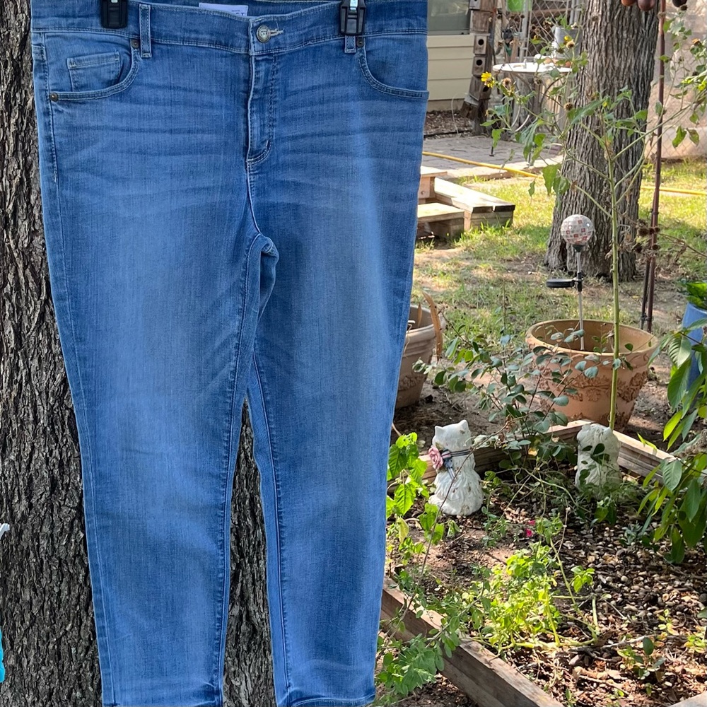 Ann Taylor denim stone wash women’s crop jeans. Stretch for extra comfort. 32/14